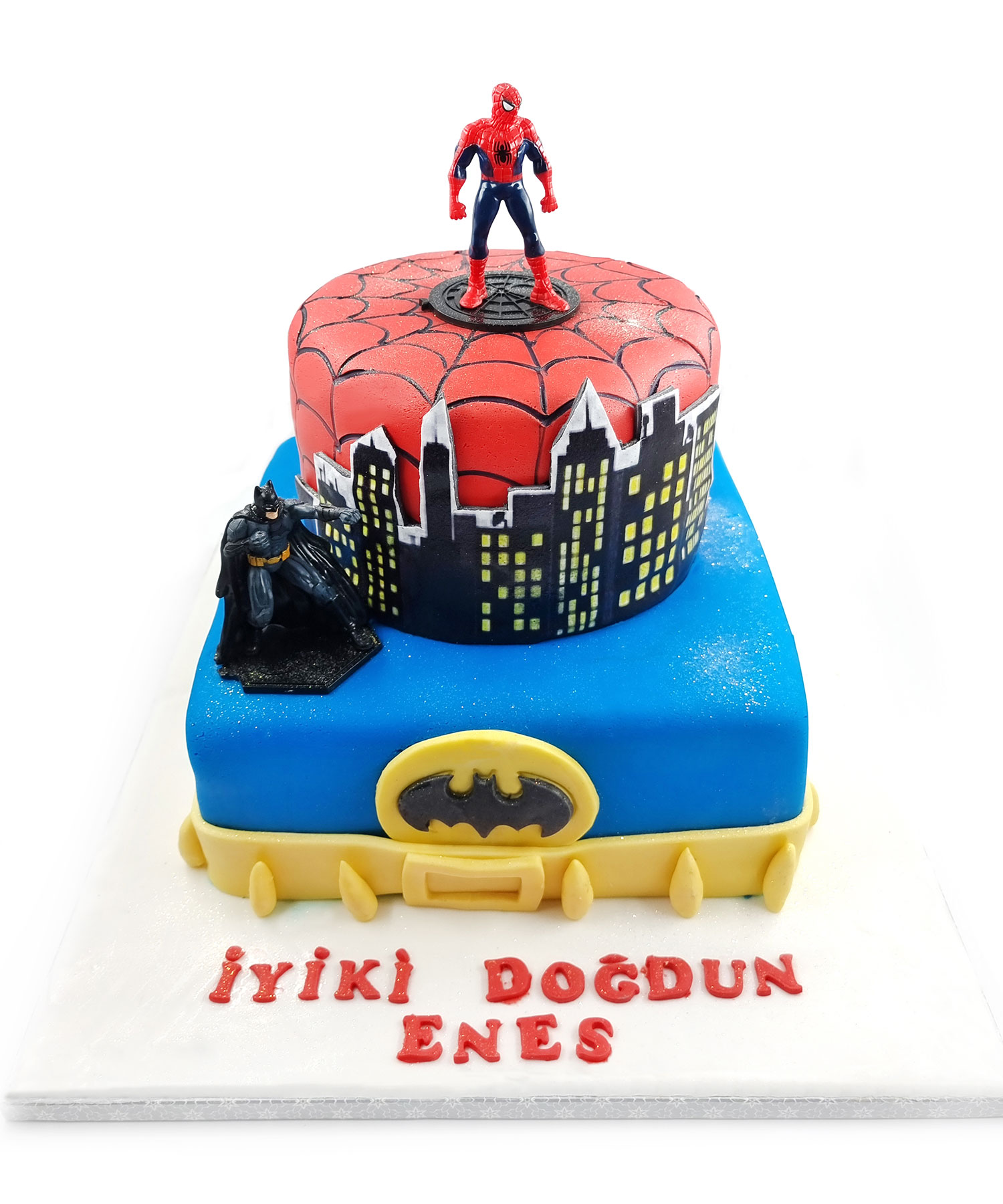 Cakes by Sevil — Hand cut modeling chocolate Batman and Spiderman...